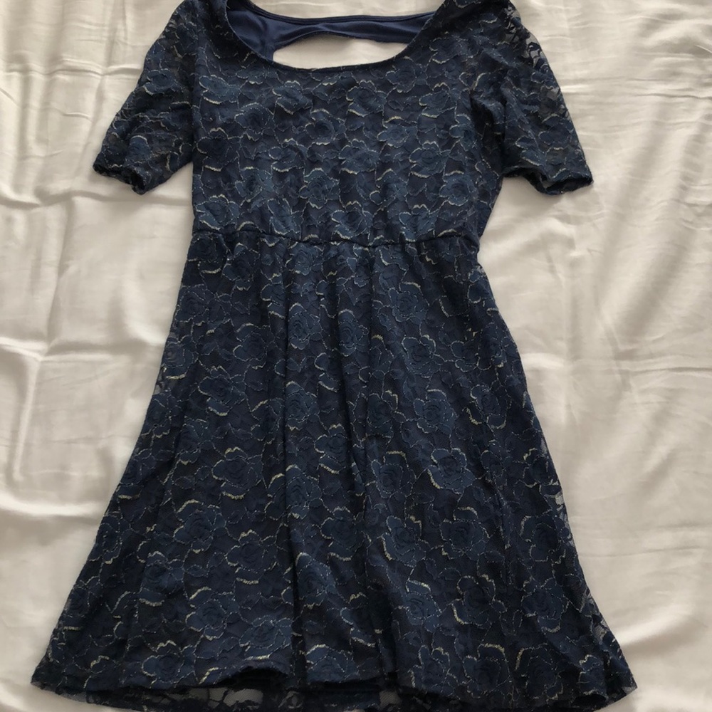 Navy blue dress with gold detailing